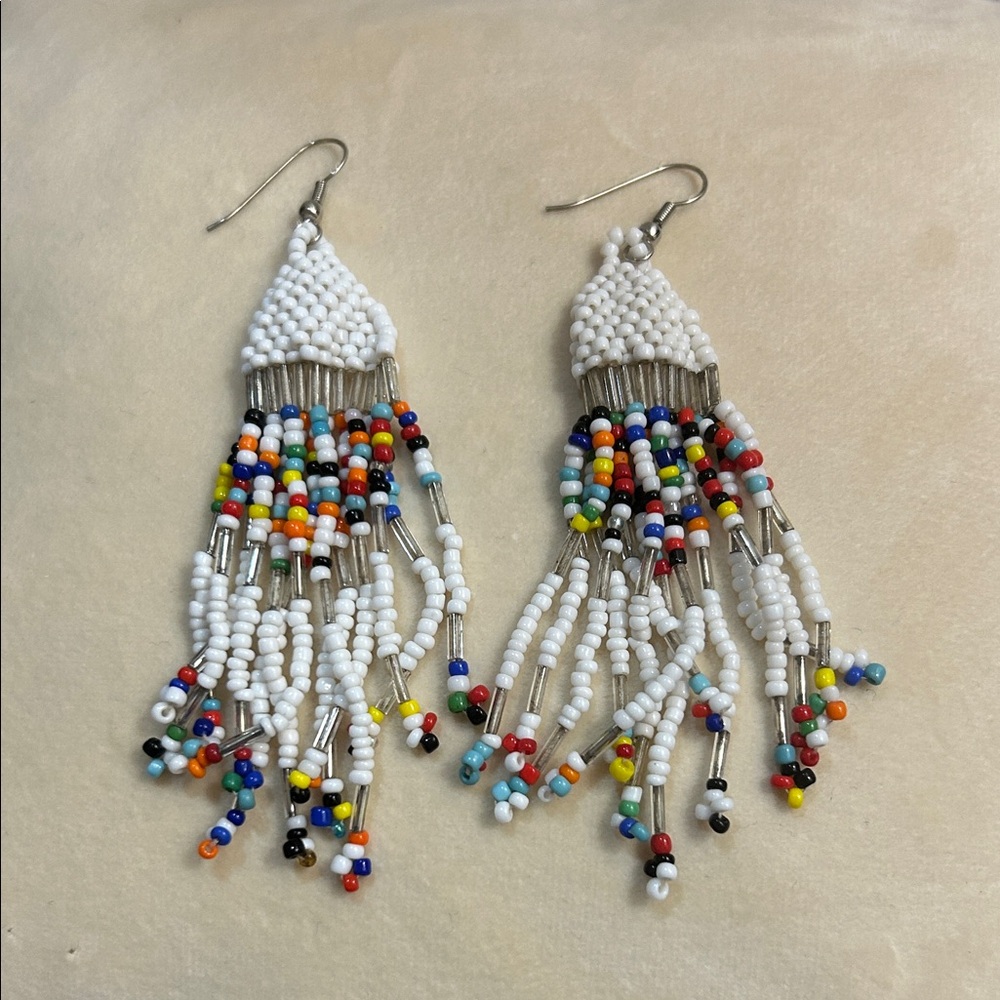 Vintage Colorful Beaded Dangle Earrings